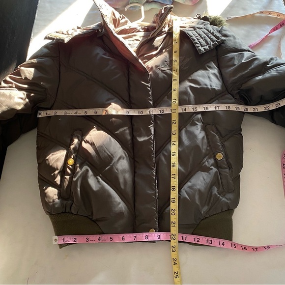 Vintage Y2K Makaveli Puffer Jacket Womens Size Medium Down Hooded Green Puffy - Picture 14 of 14